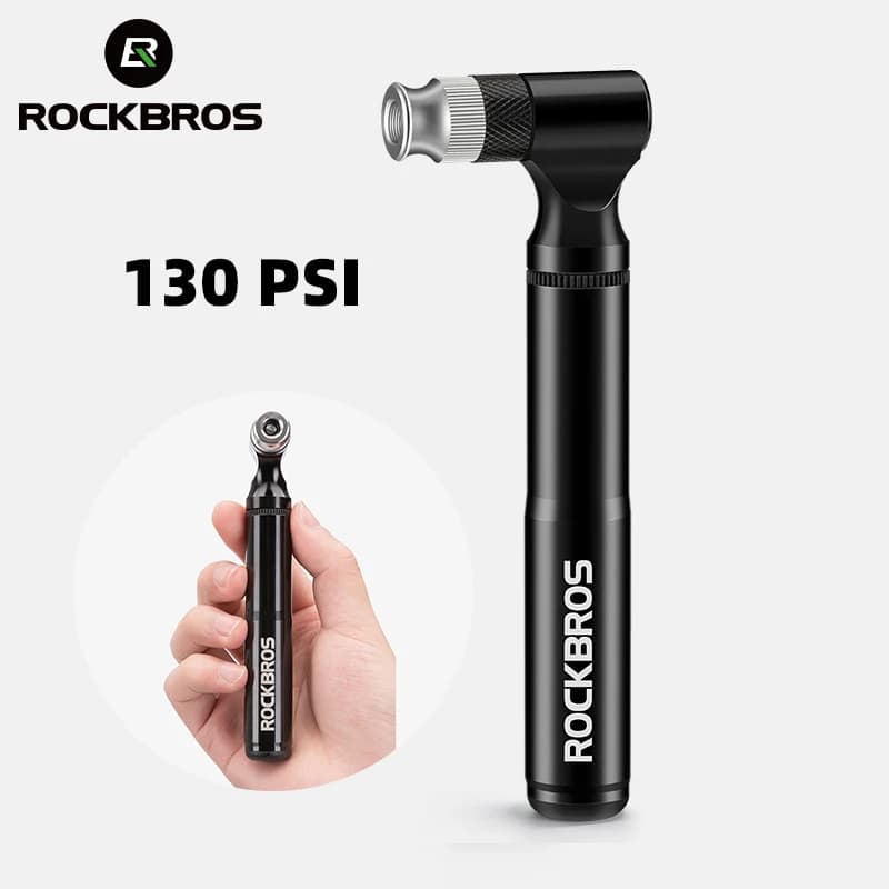 ROCKBROS 130psi Pompa per bici Mini portatile Gonfiatore per pneumatici Pompa per bicicletta Pompa ad aria a mano ultraleggera in alluminio Pompa per ciclismo su strada MTB