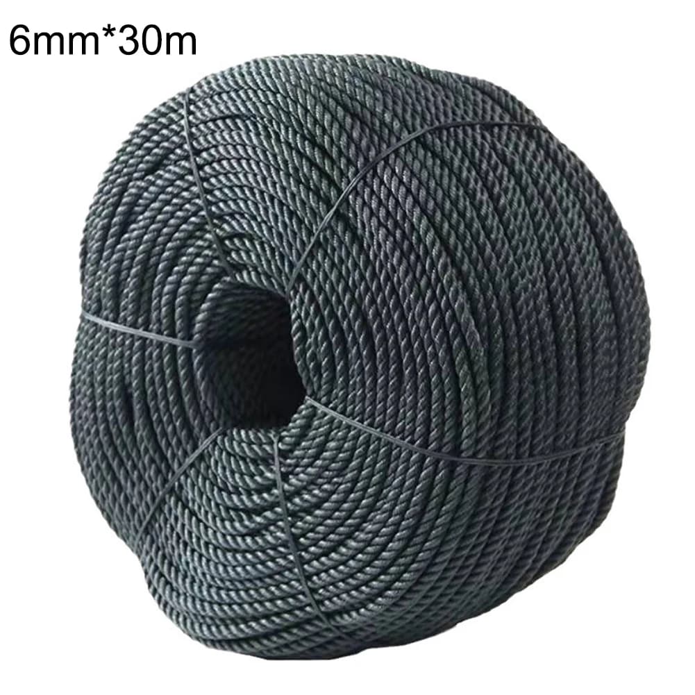 Black Polyester Cord 6mm Polypropylene Nylon Braided Cable Polypropylene Cord 30m Polypropylene Tent Cord Interior/Esternine