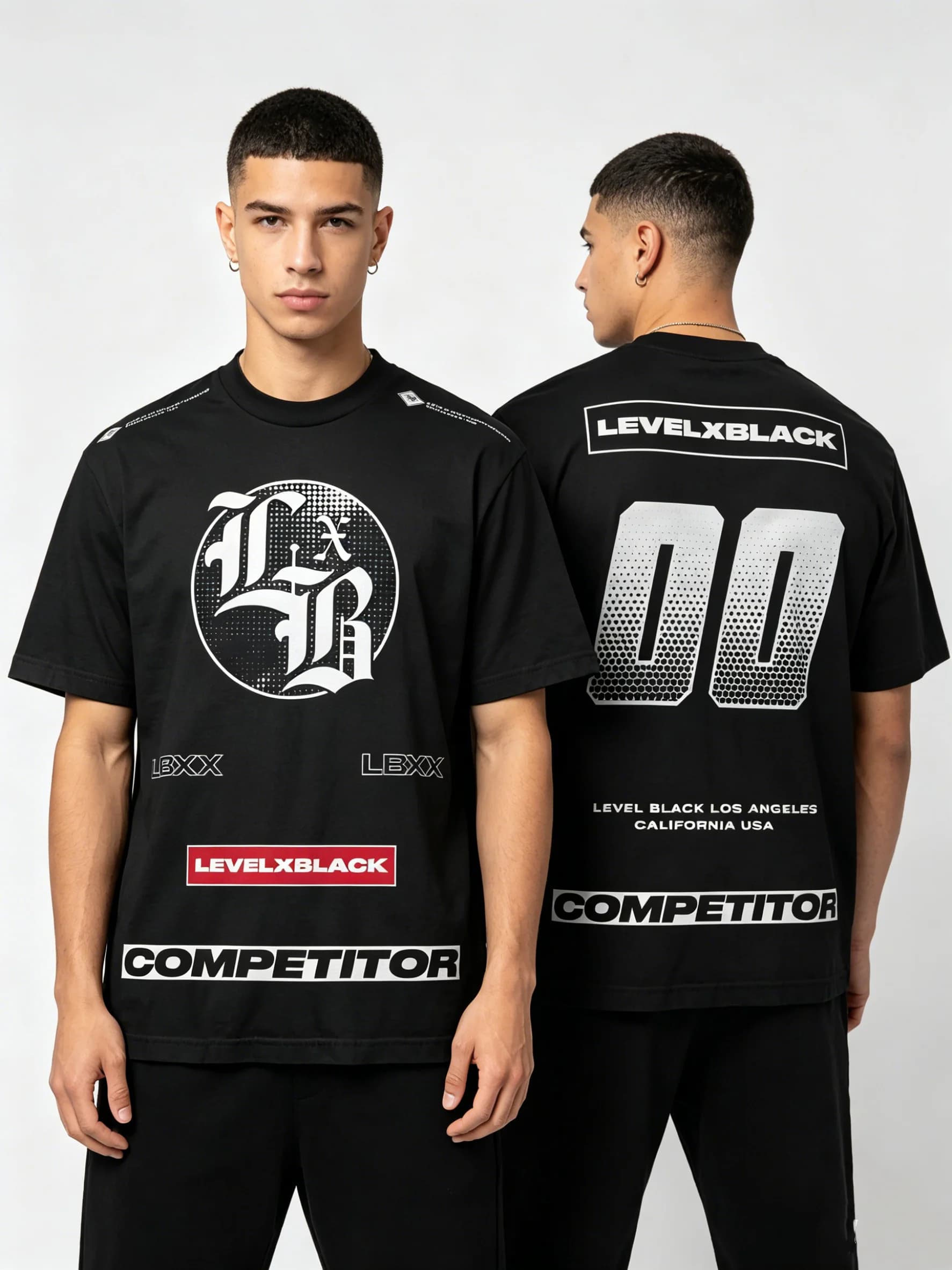 Men's Gym T-Shirt LEVELXBLACK COMPETITOR Print Oversized Breathable Workout Short Sleeve Casual Streetwear Fitness Training Tee
