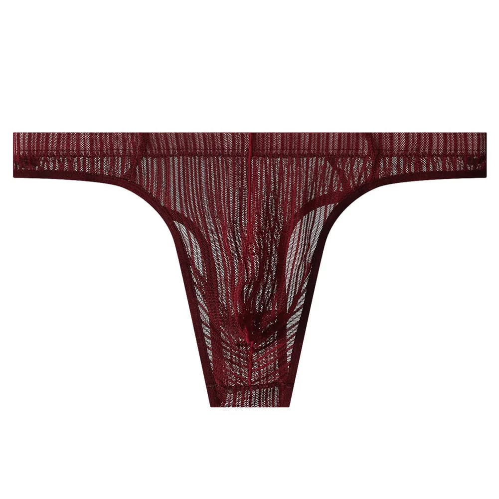 1 Pezzo Intimo Sexy da Uomo, Perizoma a Rete a Righe Trasparente, Slip Ultra-Sottile Elastico, Tinta Unita Traspirante, Lingerie Hot Gay Sissy