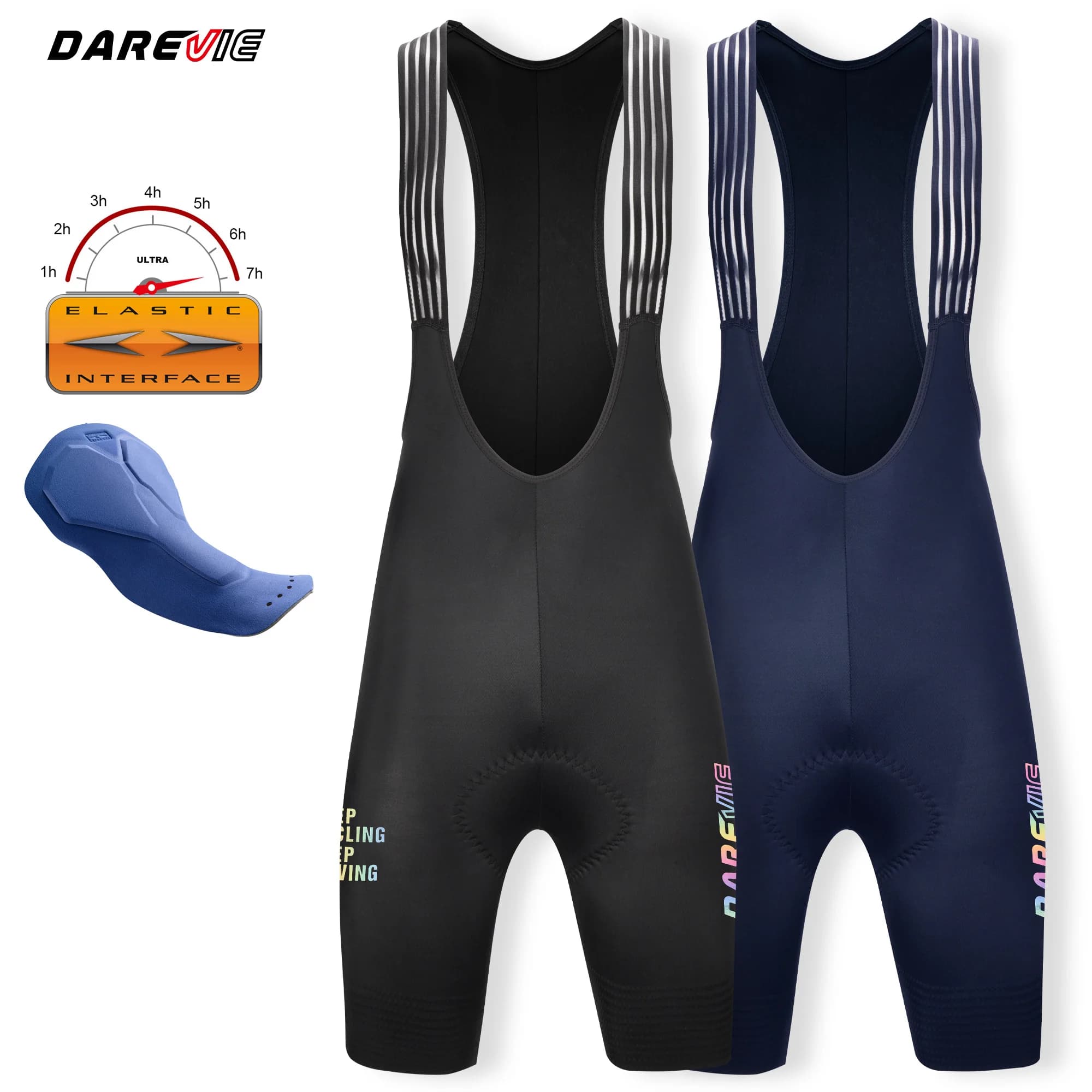 DAREVIE Cycling Bib Shorts Seamless ELASTIC-INTERFACE® Pad Women's Cycling Shorts 4 Way Strech Anti Slip Woman Cycling Clothing