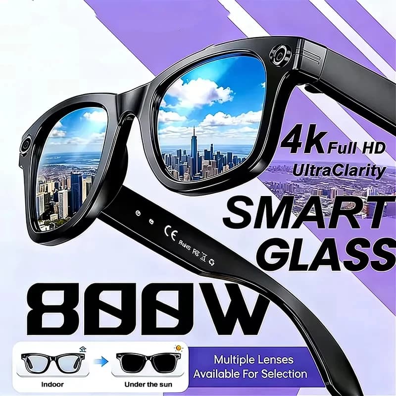 4K 800W Occhiali Intelligenti Multifunzione Fotocromatici AI Occhiali Intelligenti Bluetooth Chiamate Foto Video Musica ChatGPT Traduzione 2026