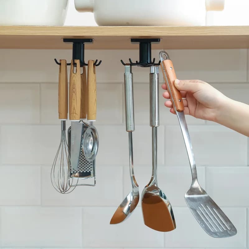 Ganci da cucina Rack di stoccaggio rotante senza punzonatura Forniture per utensili da cucina a parete Scaffali multifunzionali Gods 2030