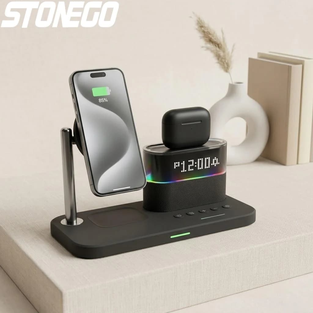 Base di Ricarica Wireless Veloce da 15W per iPhone, Apple Watch, AirPods, Samsung Galaxy e Accessori per Cellulari
