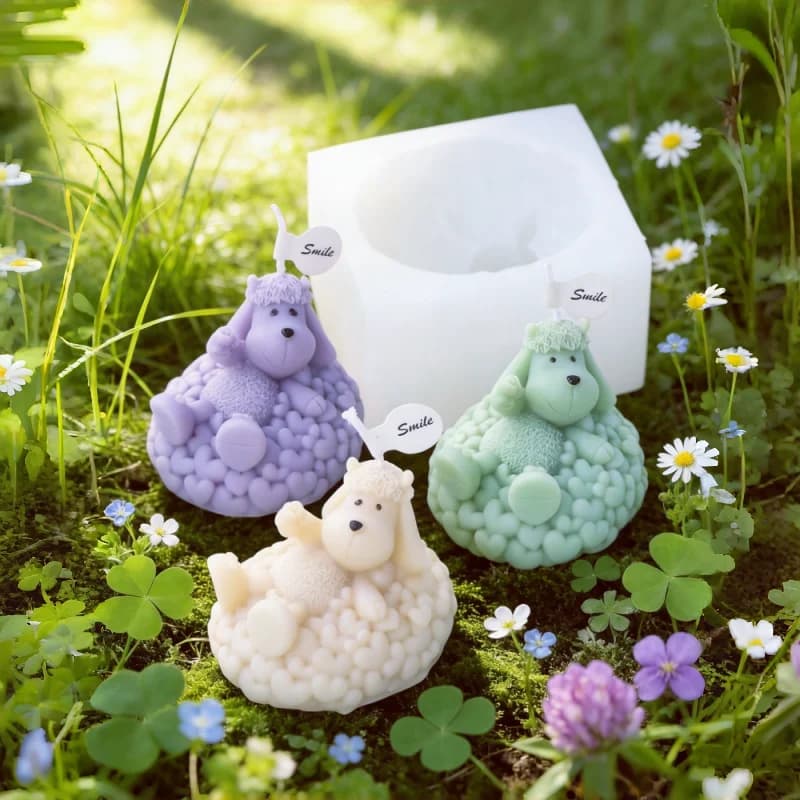 Stampo in Silicone 3D a Forma di Pecora Carina e Soffice con Cuore, per Candele Fai da Te, Aromaterapia, Gesso, Resina, Sapone, Artigianato, Decorazioni per la Casa, Regalo