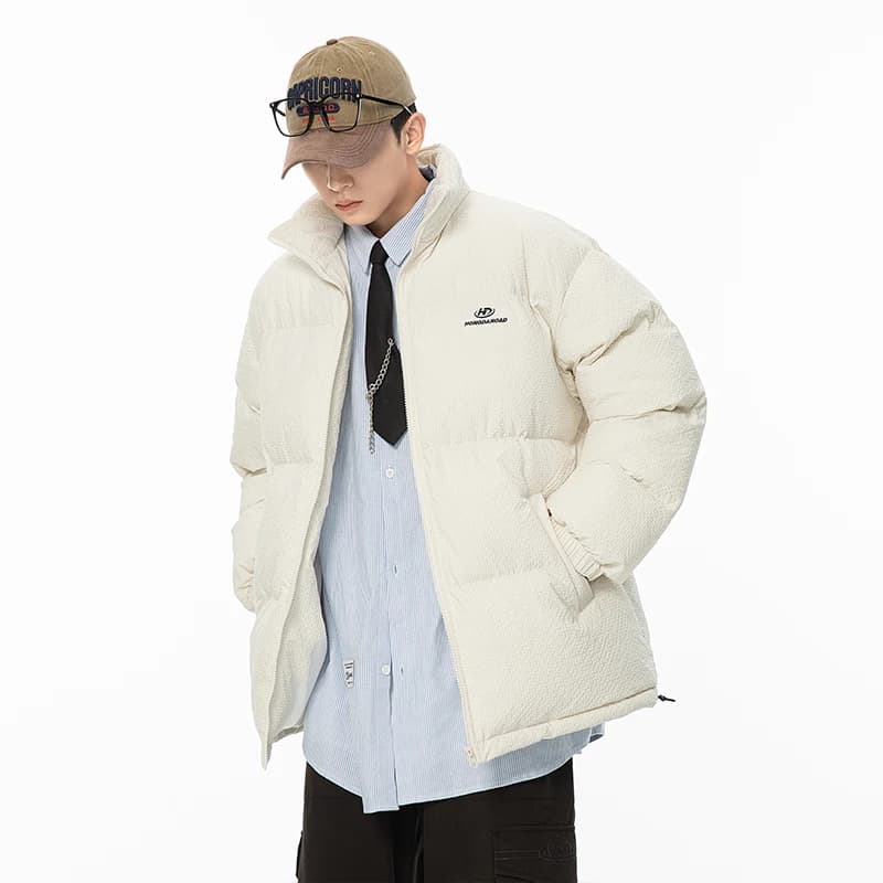 American Style Thickened Cotton Jacket for Couples Winter Warm Stand Collar Downproof Loose Outerwear Youth Casual Fashion
