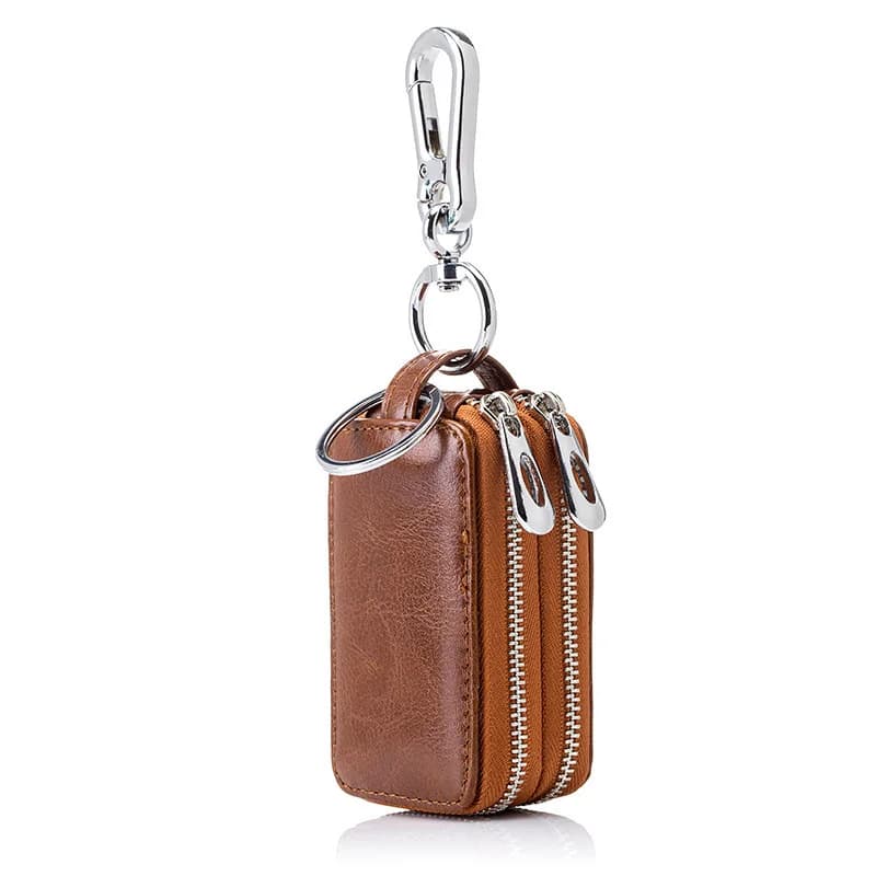 Unisex Solid Leather Fashion Genuine Double Layers Auto and Key Home Key Holder Government Key Holder Organizer for Keys