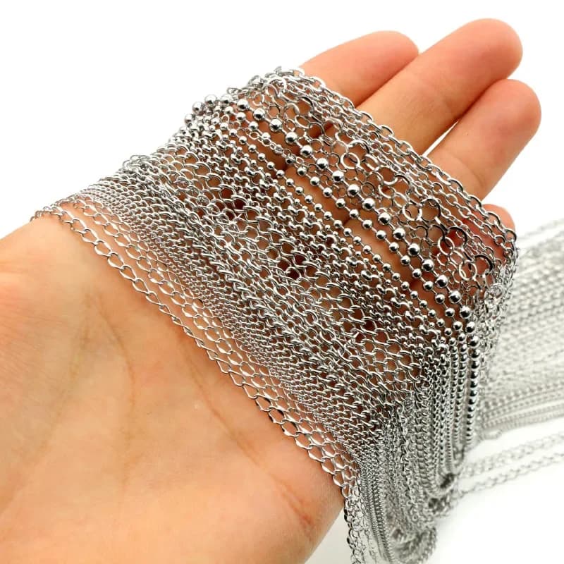 5 Meters Lot Never Fade Stainless Steel Multi Styles Necklace Chains For DIY Jewelry Making Findings Handmade Accessories