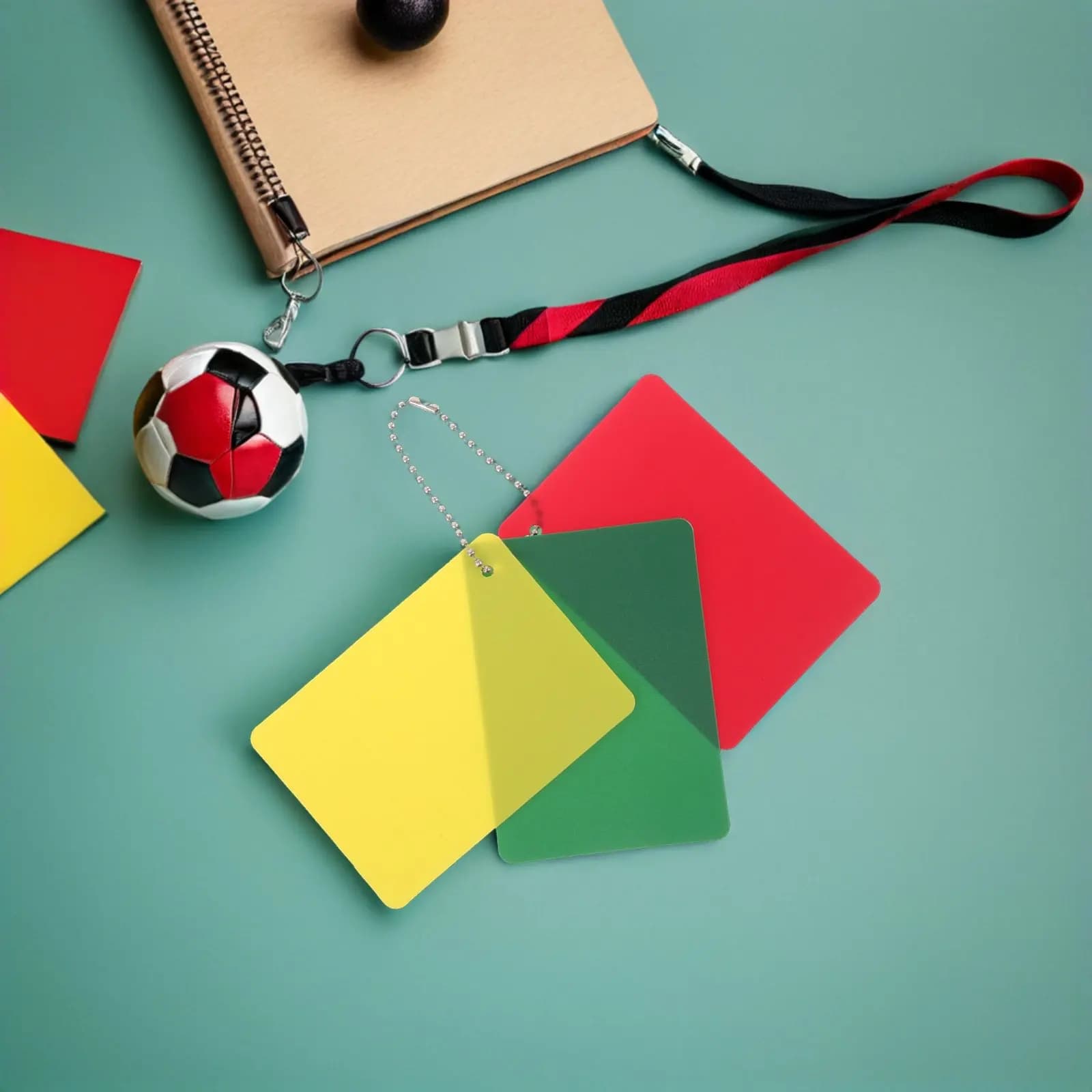 Set of 4 Red, Yellow and Green Arbitration Cards for Football, Volleyball, Rugby - Arbitration Kit