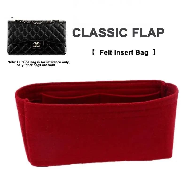 Adatto per organizzatore di borse da donna con patta classica Inserto cosmetico con tasche per telefono Fodera in feltro Borsa interna Base Shaper
