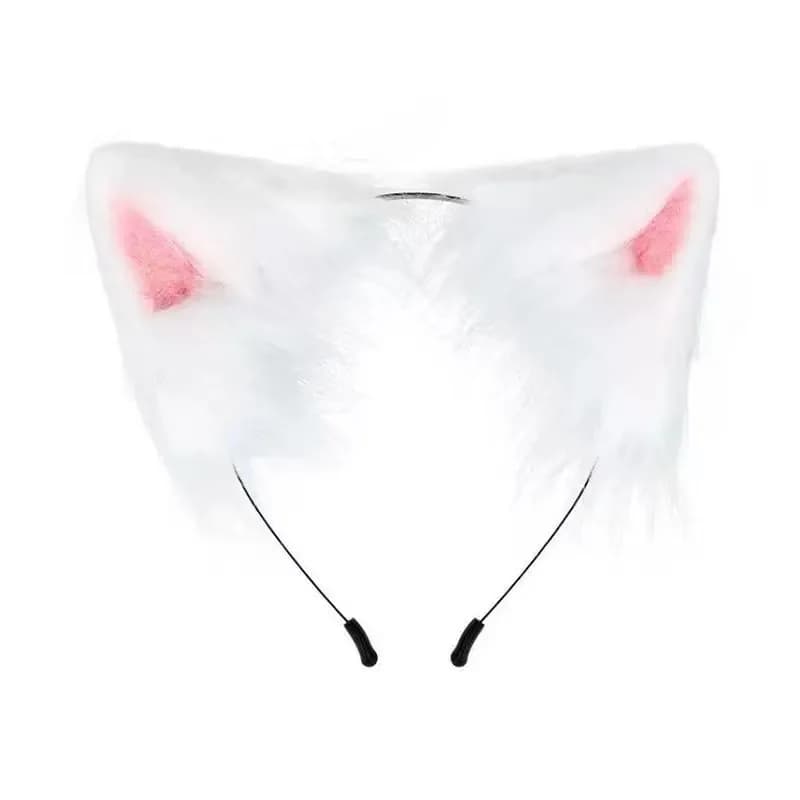 Play costume set with white and black stripes, hairy tail, gloves and socks, scene objects for Halloween