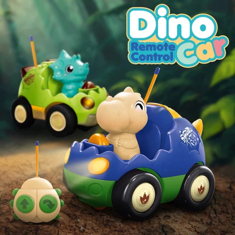 Set di Auto Giocattolo RC Dinosauro Interattivo Genitore-Figlio, Gioco di Corse per Due Giocatori con Luci e Musica, Auto Telecomandata T-Rex Cartoon