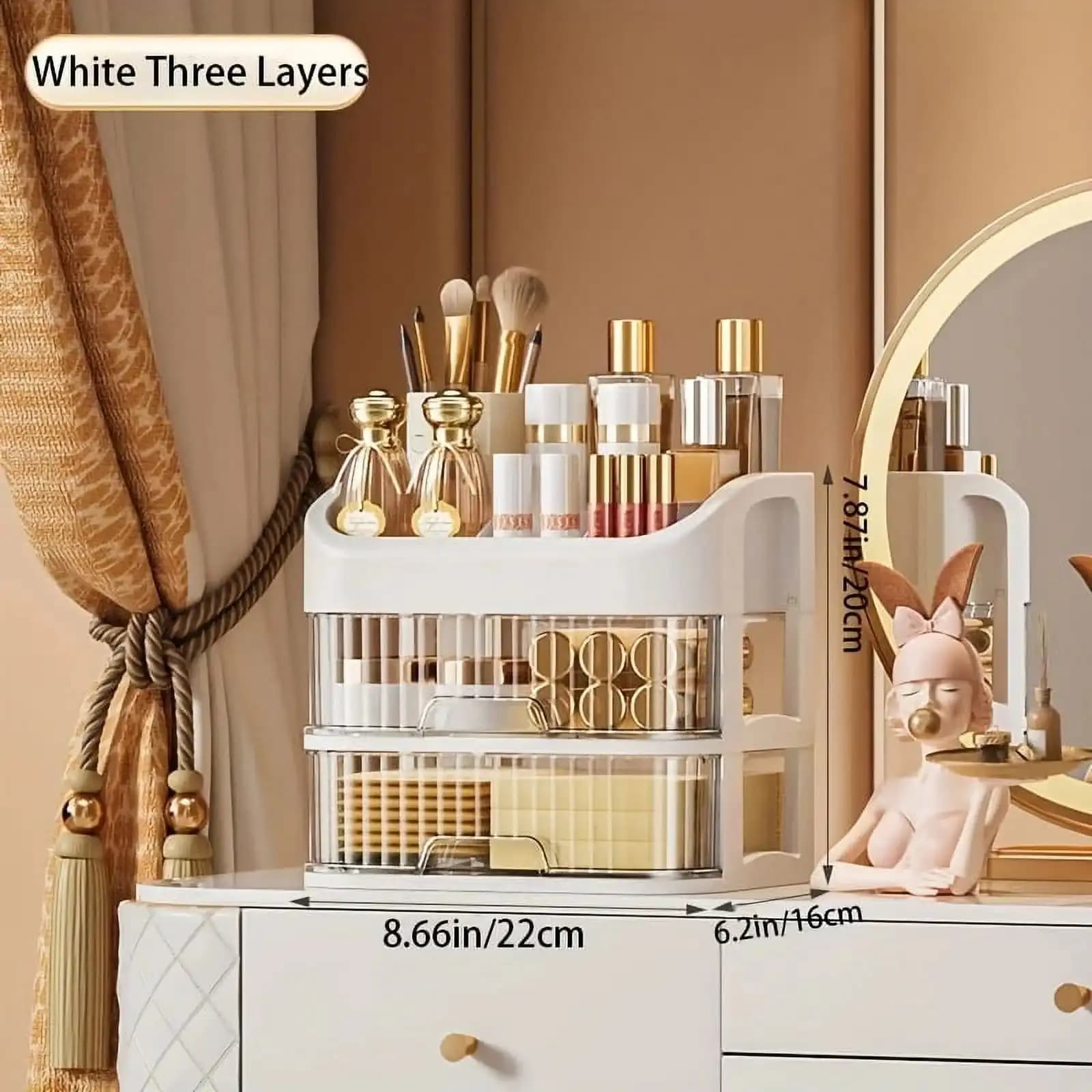Multilayer storage box for tricks, cosmetic holders, skin care, shadows, lotions, lipsticks, ideal for bedside table, bathroom, bedroom