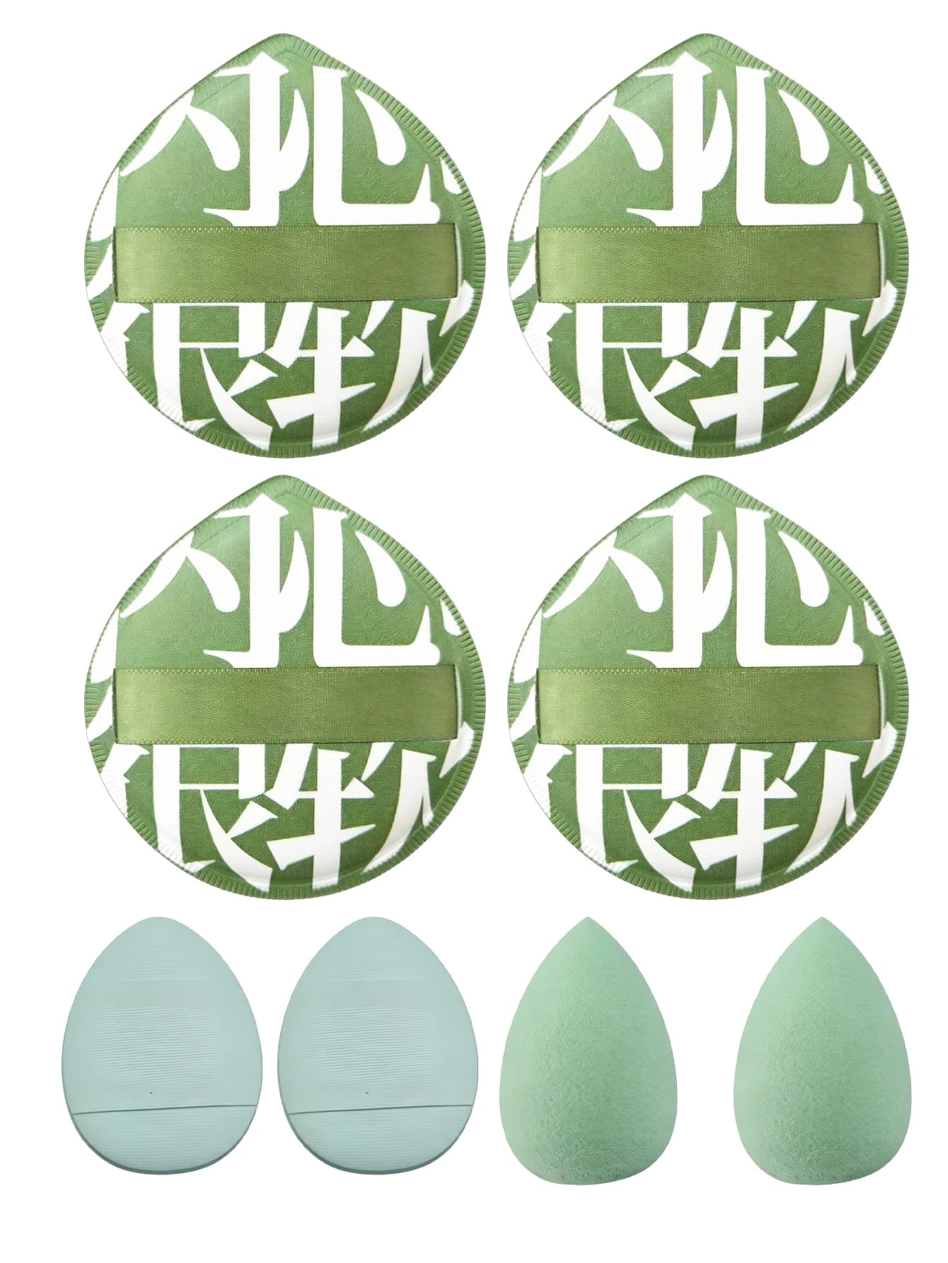 4 cotton powder applicators, 2 mini makeup brushes, 2 thumb-shaped beauty tools for diy makeup and facial painting