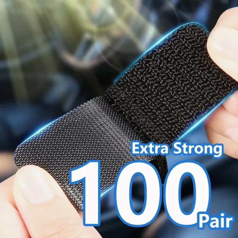 Nastro di fissaggio con gancio e anello biadesivo extra resistente da 10x100 cm per fissaggio di moquette e auto
