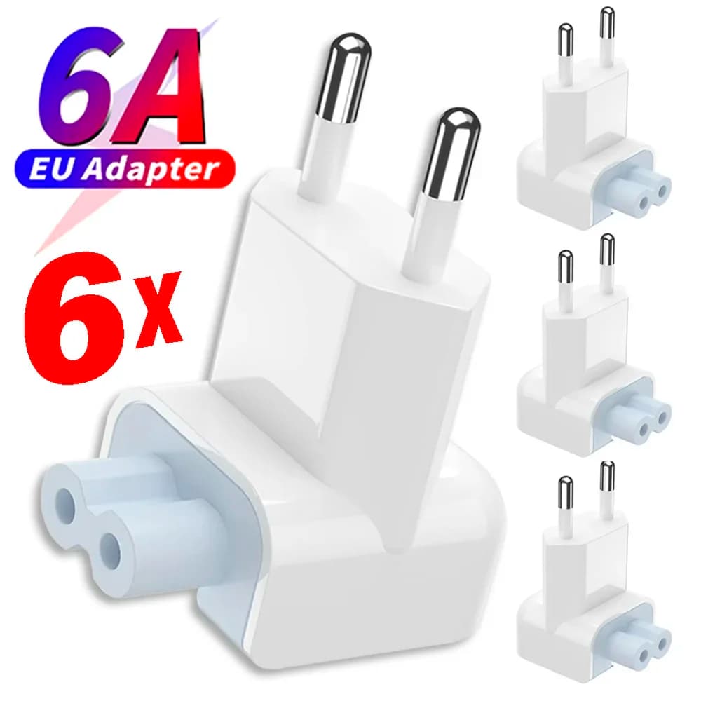 1-6PCS 6A Fast Charging Travel Wall EU AC Chargers for Apple/ Laptop/Macbook Air Pro Duck Head Outlet Converters EU Plug Adapter