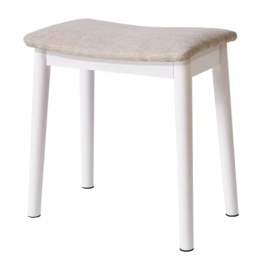 Sgabello Imbottito per Toeletta, Poggiapiedi con Gambe in Legno Massello, Panca Moderna Imbottita per Pianoforte, Rivestimento in Tessuto Marino