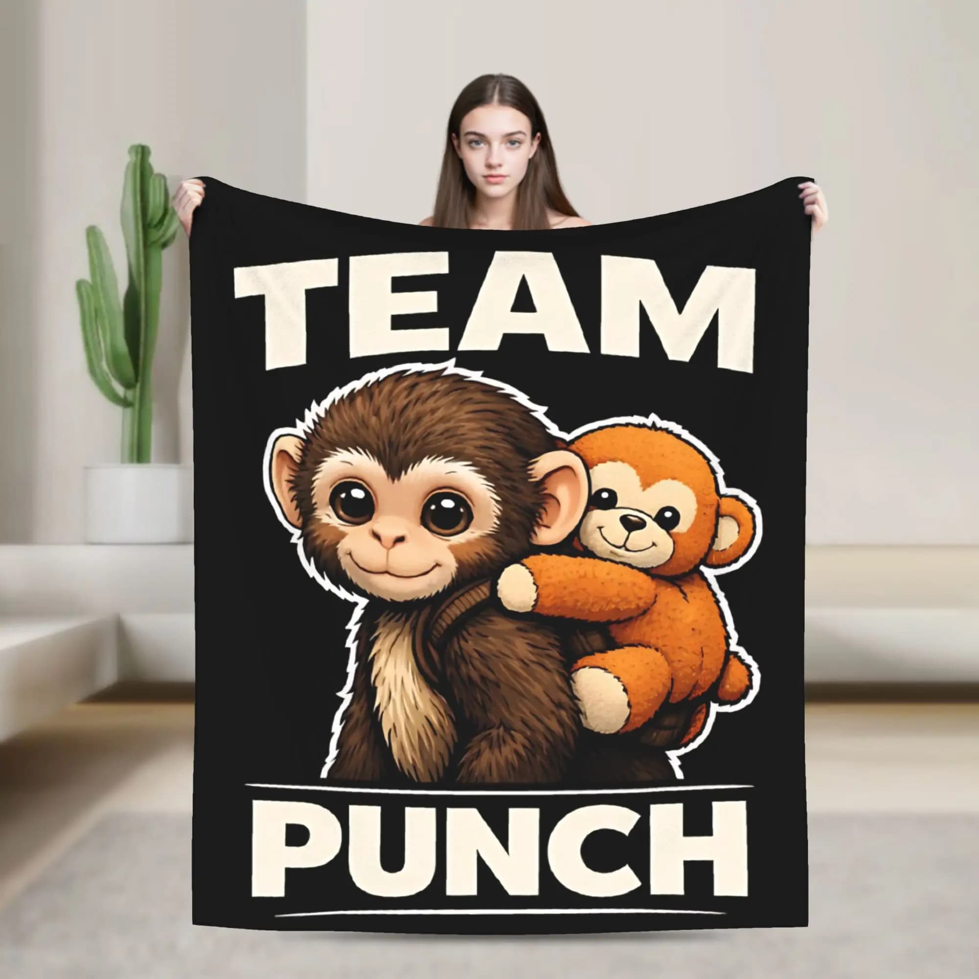 Coperta in pile multifunzione super morbida Team Punch Monkey Cute Baby Monkey per letto, viaggio, tappeto