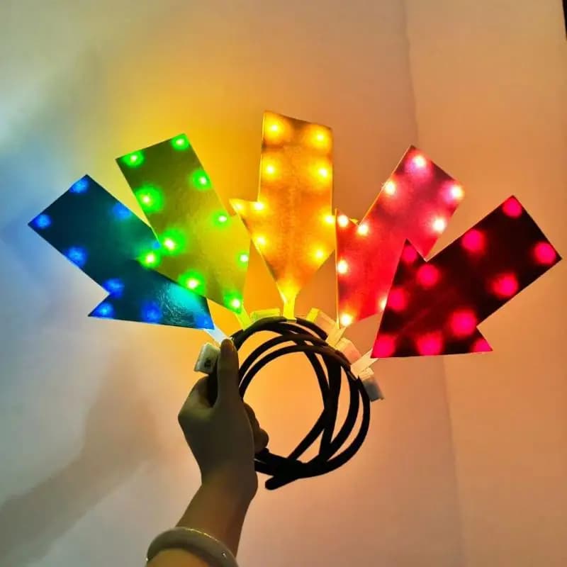 With LED Arrow Light Headband Light Up Arrow Shape LED Headband Unique Design Battery Powered Concert Hair Accessory