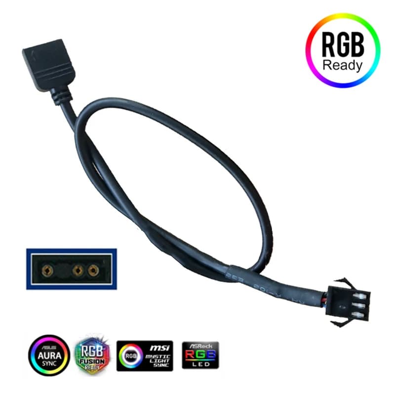 Cavo Adattatore RGB per Scheda Madre 5V 3 Pin / 12V 4 Pin 30cm per Strisce LED PC
