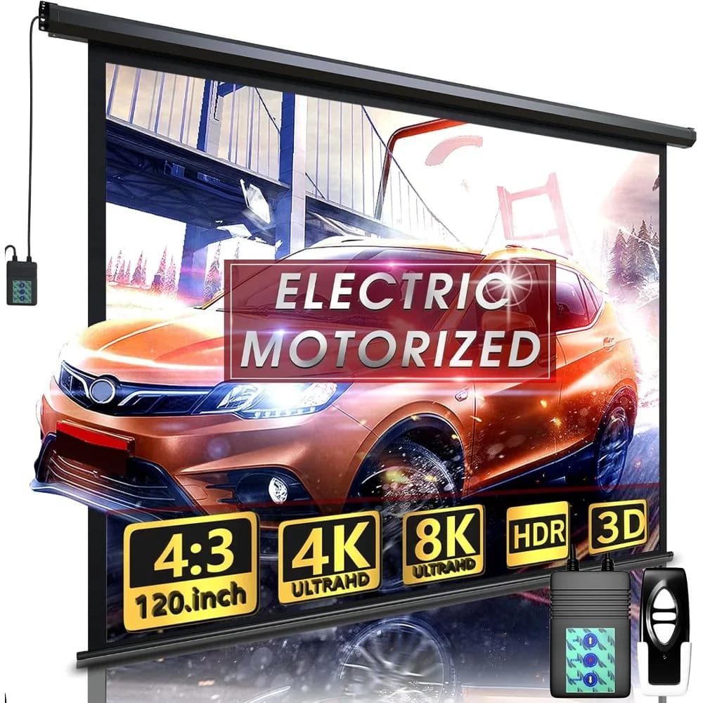 Schermo per proiettore motorizzato elettrico da 120 pollici con telecomando per film da interno ed esterno, spedizione dagli Stati Uniti