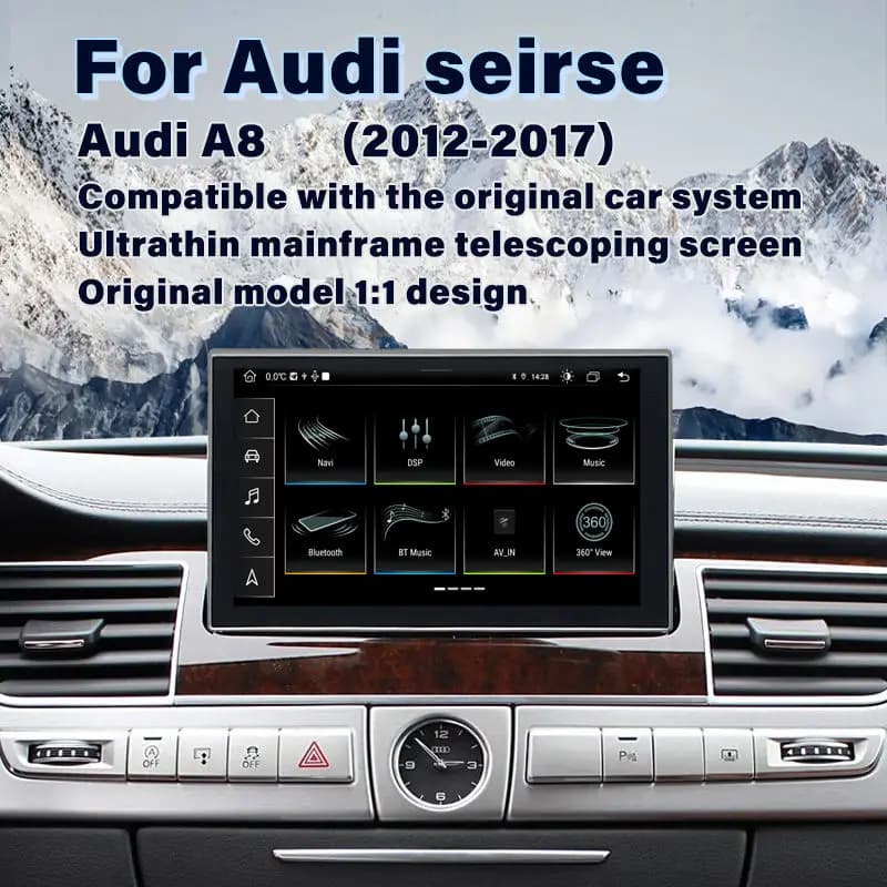 Lettore DVD per Auto da 8 Pollici con Sistema Android 14 a 8 Core, Navigazione GPS Multimediale per Audi A8 2012-2017