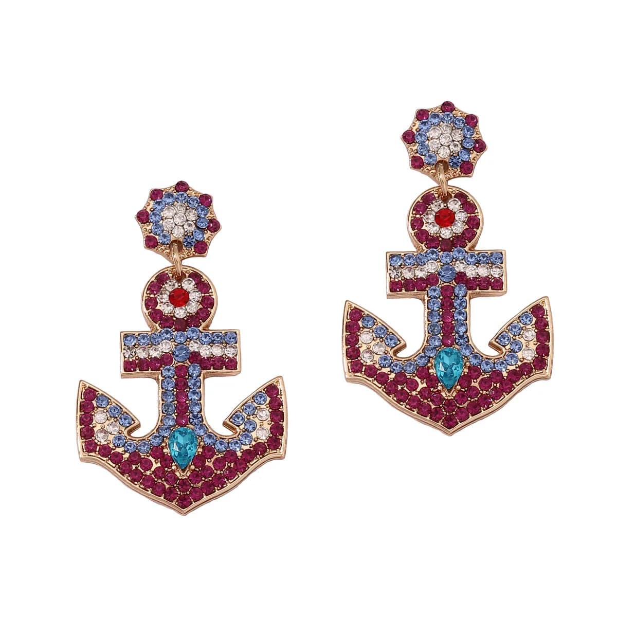 New diamond-encrusted light luxury boat anchor design style temperament fashion leisure personality earrings stud earrings