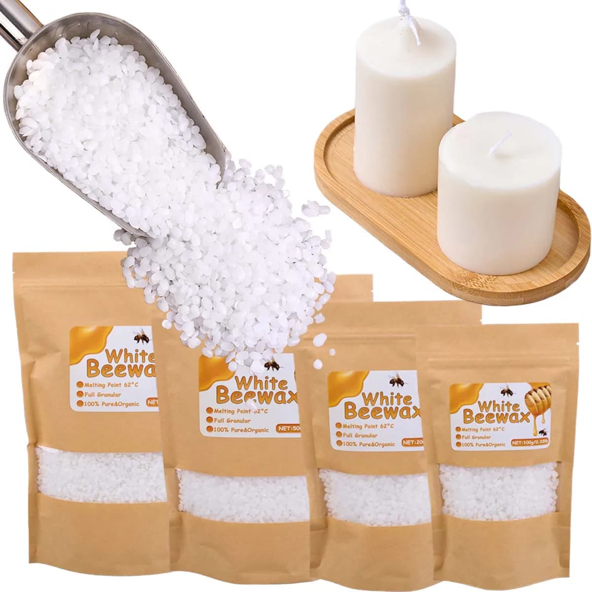 Cera d'api bianca Pura candela profumata granulare naturale Materiale Regalo fatto a mano fai-da-te Cera stoppini senza fumo Materiale per la creazione di strumenti artigianali
