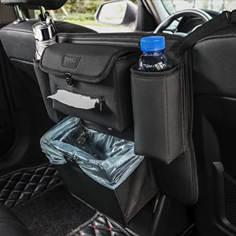 Car Accessories, Trash Bag Garbage Can, Recycle Bin for Rubbish Waster Litter, Organizer Storage Container Between Front Seats,