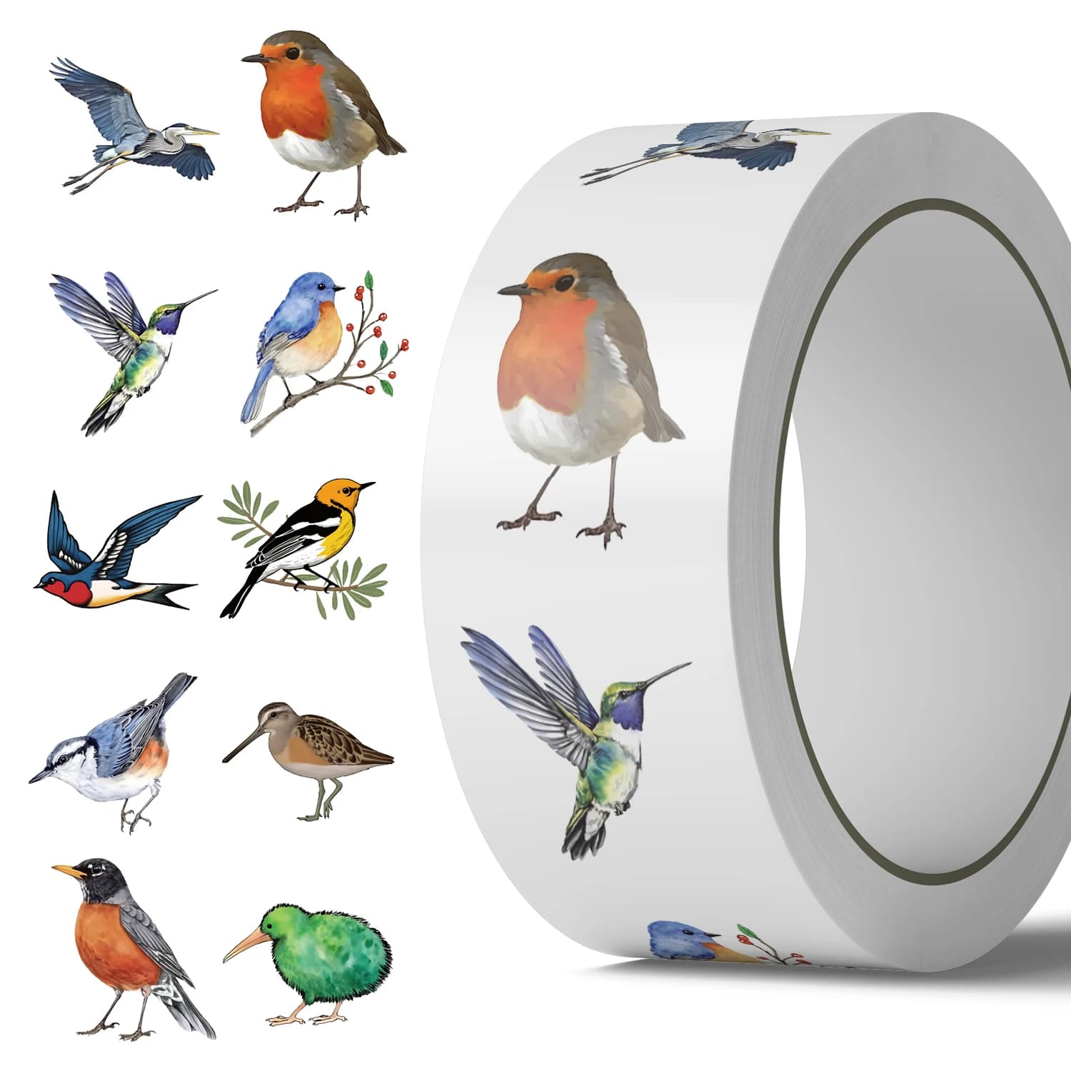 500pcs/roll Cute Colored Birds Cartoon Graffiti Stickers DIY Phone Guitar Laptop Notebook Suitcase Waterproof Sticker Kids Toy