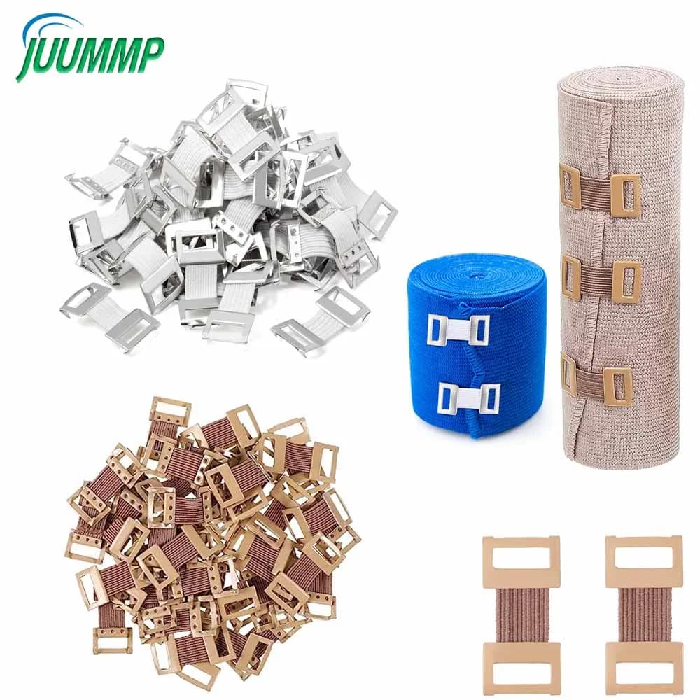 10 pz/set Fasciatura Wrap Pinze di Ricambio Fasciatura Elastica Wrap Stretch Clip di Metallo Morsetti di Fissaggio Ganci Kit di Primo Soccorso per lo Sport