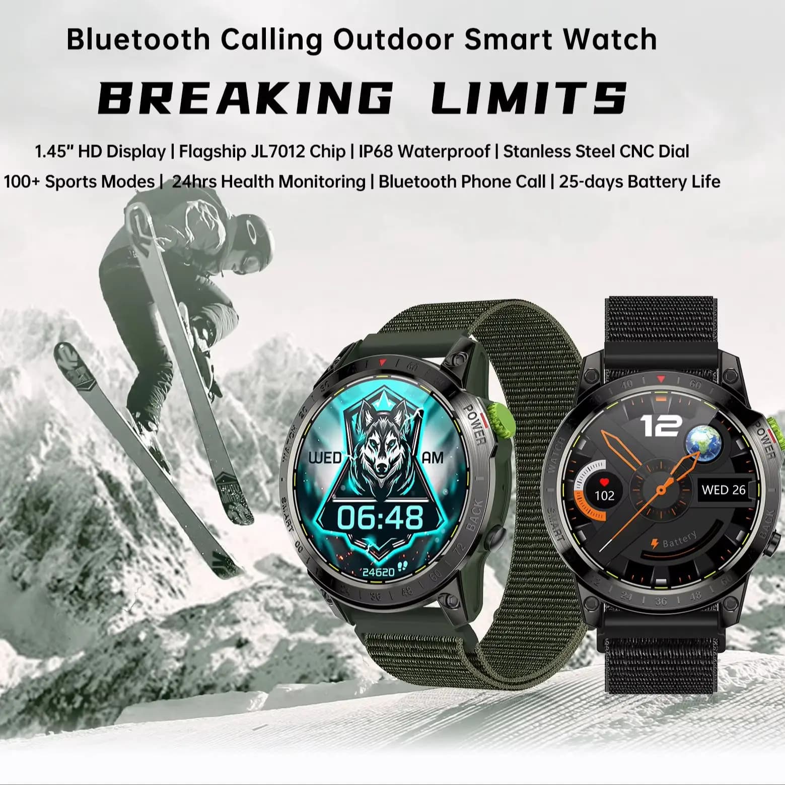 ROLLSTIMI Smartwatch Unisex alla Moda 1.45 Pollici Multi-Dial con Sveglia, Meteo, Monitoraggio Frequenza Cardiaca, Chiamate Bluetooth, NFC, Orologio Sportivo