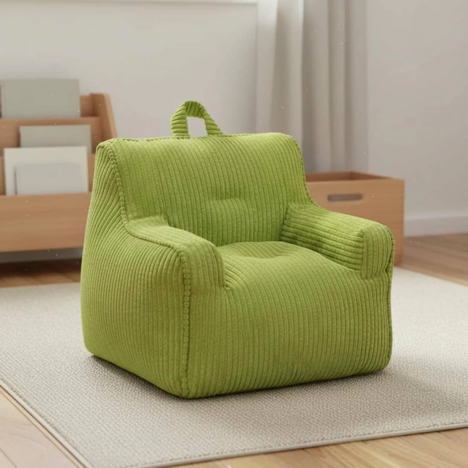 Kids Study Chair Removable and Cleanable Cover Corduroy Soft Seat Sofa Single Lazy Sofa Wear-Resistant Structured Floor Lounger