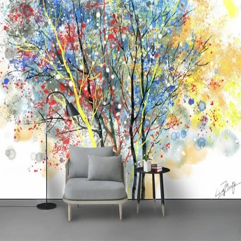 Modern Art Hand-Drawn Minimalist Abstract Tree Life Tree Oil Painting Beautiful And High-End Colorful Decorative Painting