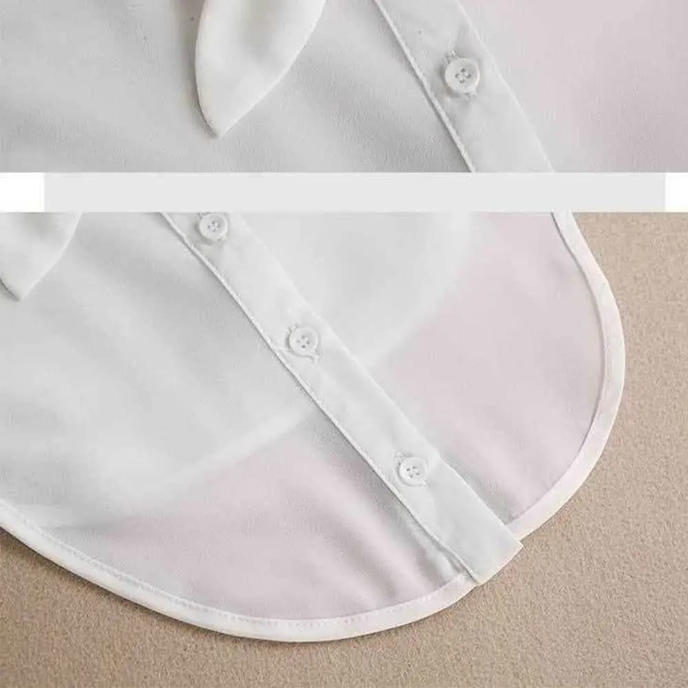 Nuovo Colletto Finto Staccabile Bianco Vintage con Perline e Laccio Frontale per Camicia da Donna