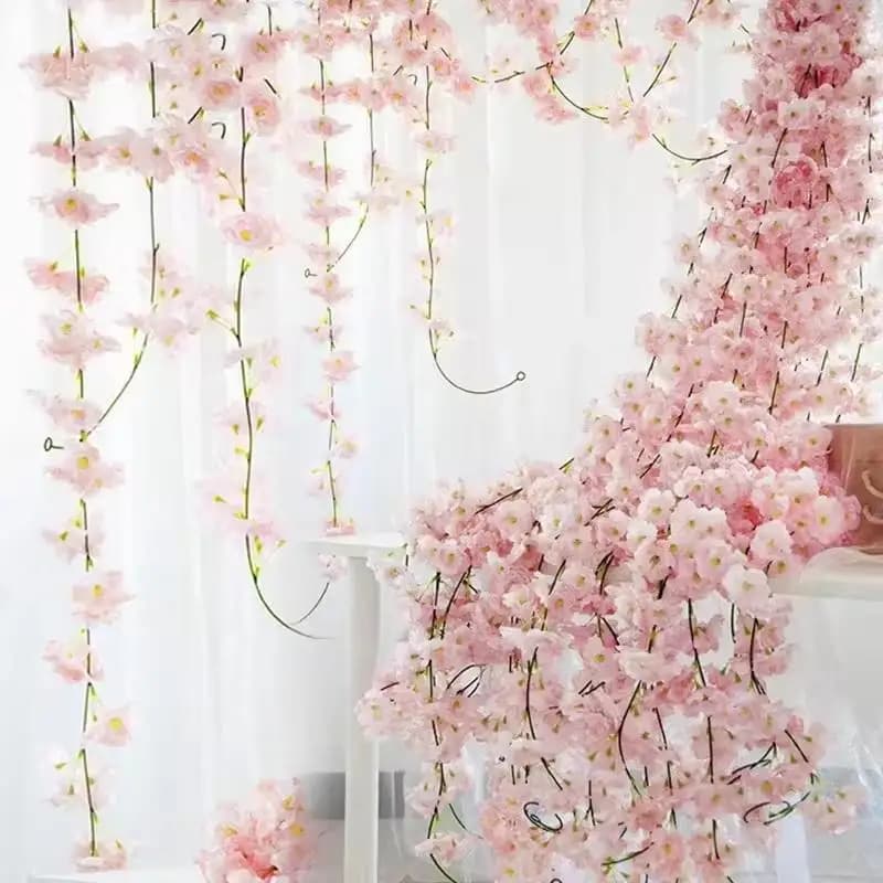 180cm Artificial Flowers Cherry Blossom Garland Wedding Arch Garden Backdrop Home Party Decoration Silk Fake Plants Vine
