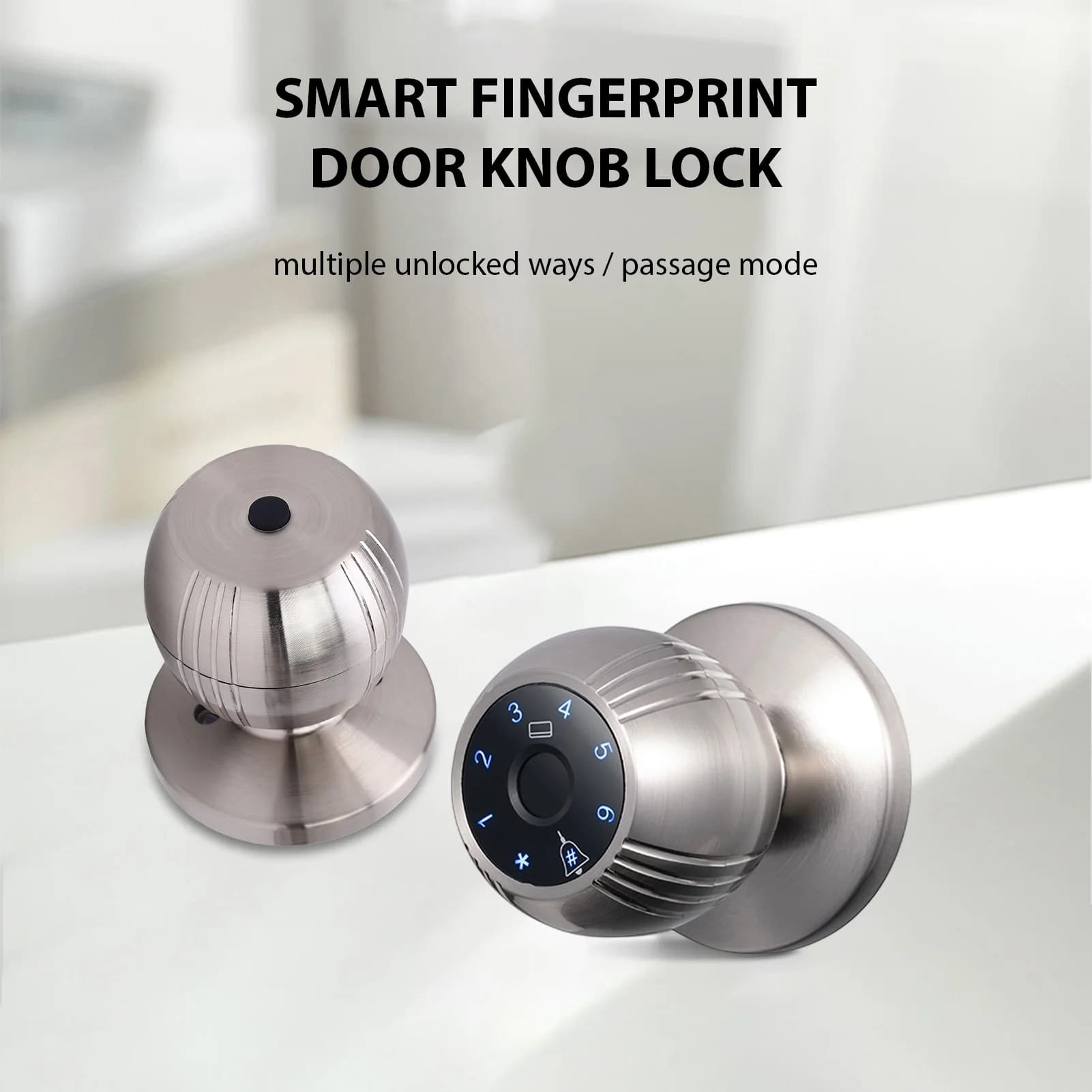 Smart Lock Keyless Entry Door Lock Fingerprint Door Knob TY App Remote Access BT 5-in-1 Fingerprint/Password/Card/Key/App