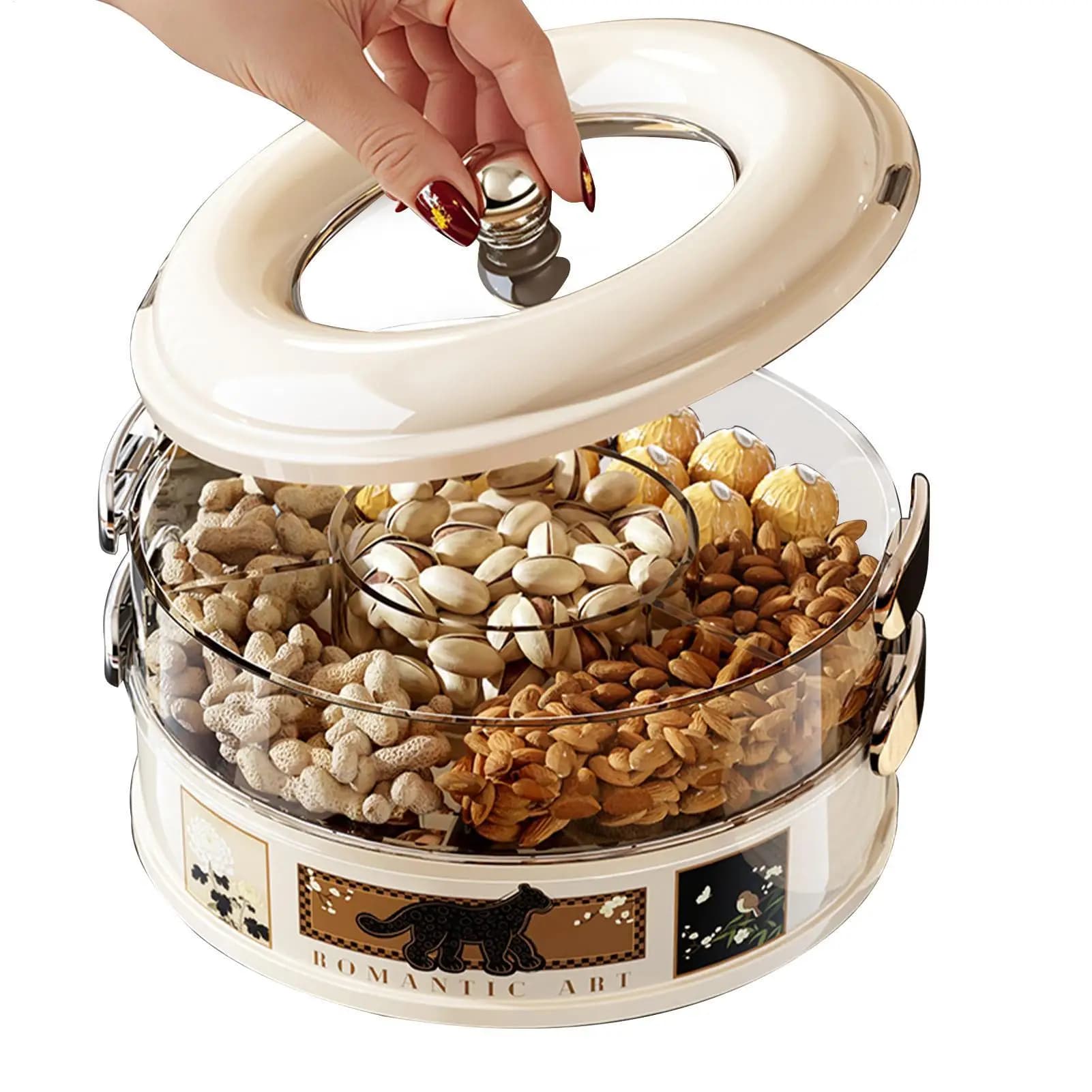 Contenitore per snack per adulti, contenitore per snack impilabile con apertura ampia e rotante, per famiglie, studenti, adulti, uomini, donne, cucina, casa