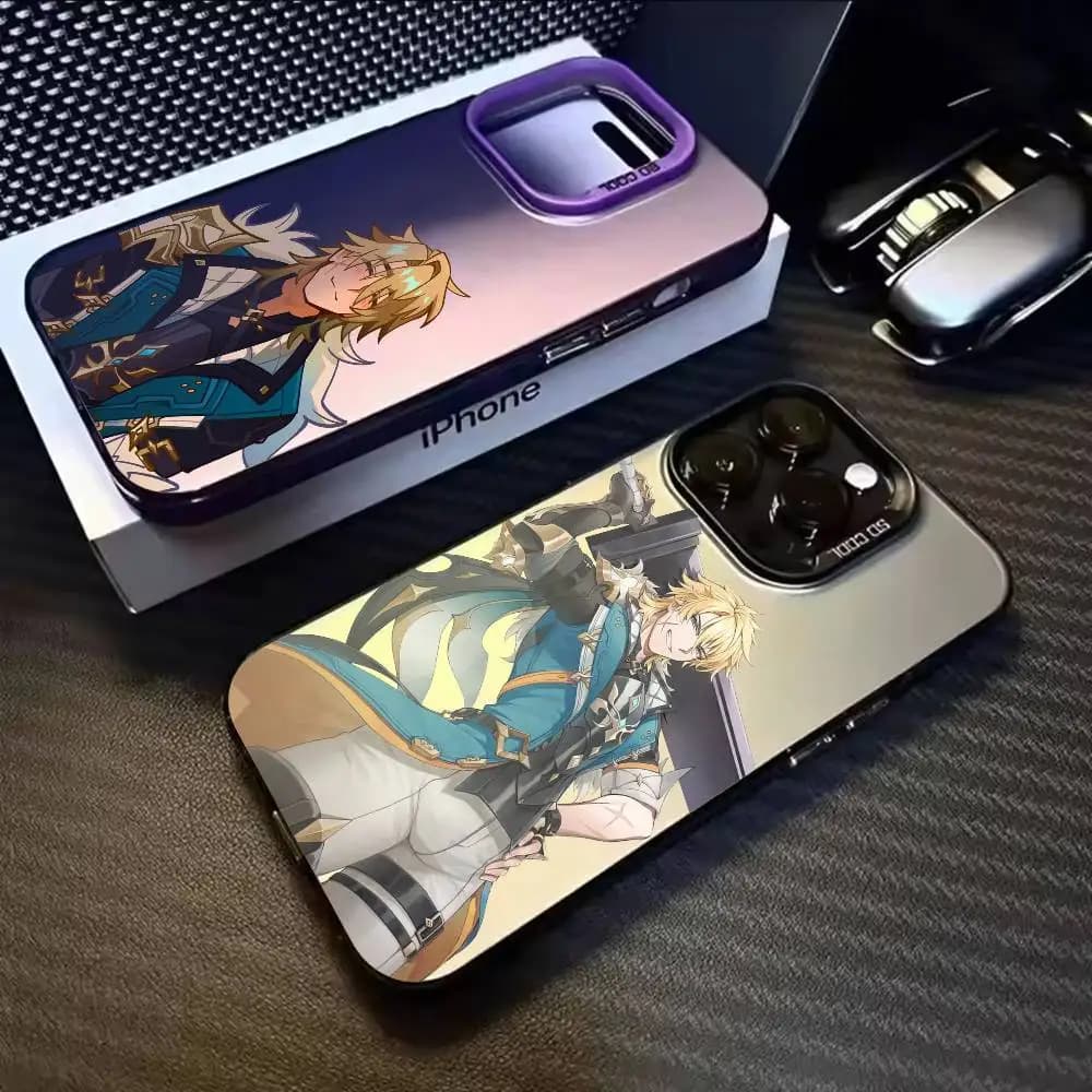 Cover per iPhone Genshin Impact Varka per modelli 17, 16, 15, 14, 13, 12, 11, Mini, Pro, E, MAX, Bianca Opaca Antiurto