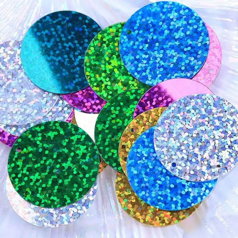 Grandi paillettes 40mm 50mm Grandi paillettes Laser Pailetters Lentejuelas Materiale di sequenza per cucito artigianale Accessori fai da te per indumenti