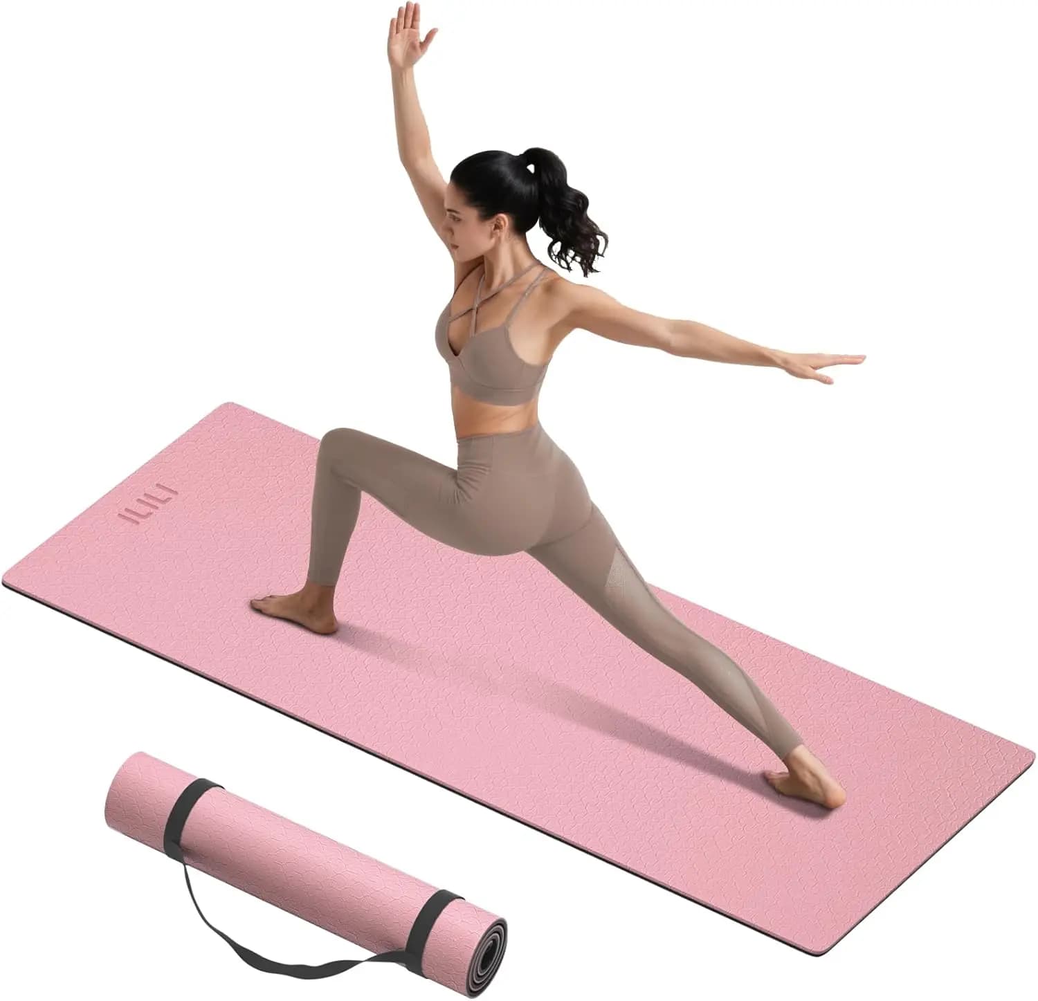 Tappetino Yoga 10mm Extra Spesso 76x28in Antiscivolo in TPE con Cinghia di Trasporto per Palestra Domestica