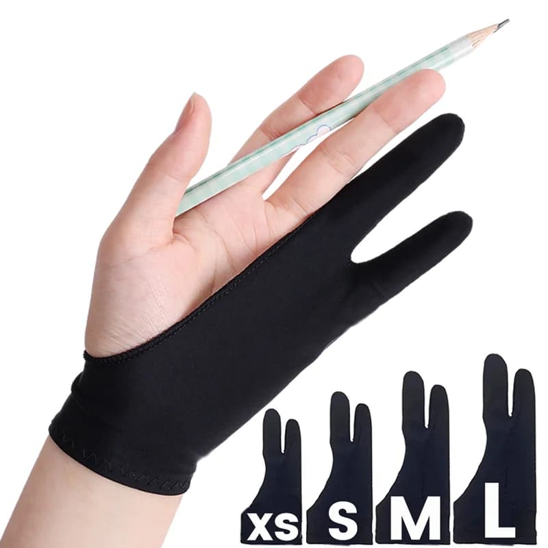 Guanto antivegetativo a due dita per artista disegno matita grafica tablet pad penna guanto di rifiuto del palmo per tablet iPad Android