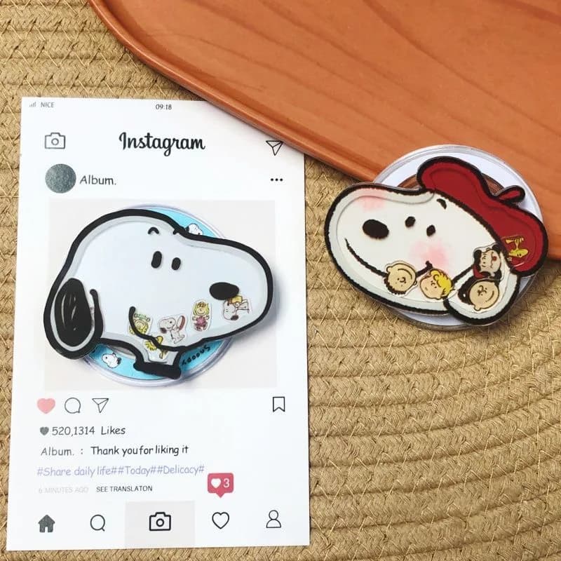 Supporto Magnetico Retrattile per Telefono con Design Snoopy, Antiscivolo e Universale