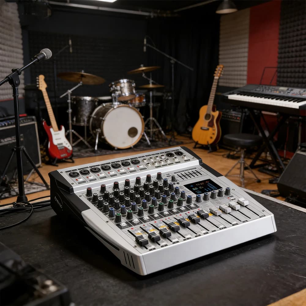 Mixer audio professionale per DJ a 8/12/16 canali, 7EQ, 99DSP, +48V, per palcoscenico, con Bluetooth, USB, lettore MP3 ed effetti sonori.