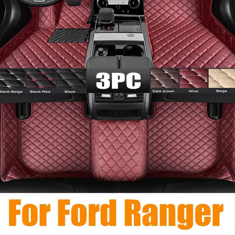 Tappetini per auto TPE 3D per Ford Ranger 2023 2024 Set di cuscinetti 3 PZ/SET Accessori interni per tutte le stagioni Nero 0531