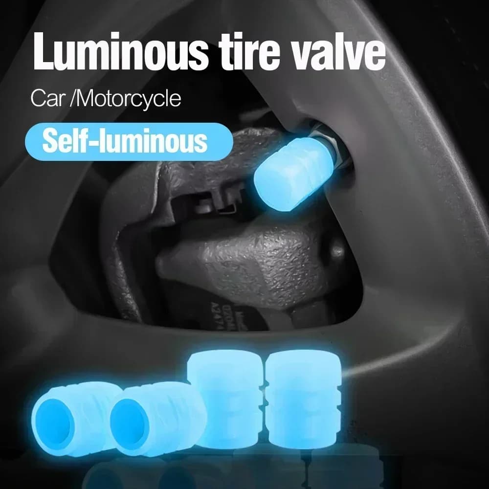 4 Pieces Luminous Car Pneumatic Valves for Valves, Covers Dust Valves and Waterproof for Motorcycles and Bicycles