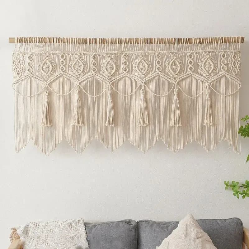 Nordic Style Handwoven Tapestry Curtains Bohemian Home Decor Background Wall Hanging Insulation Warmth Function