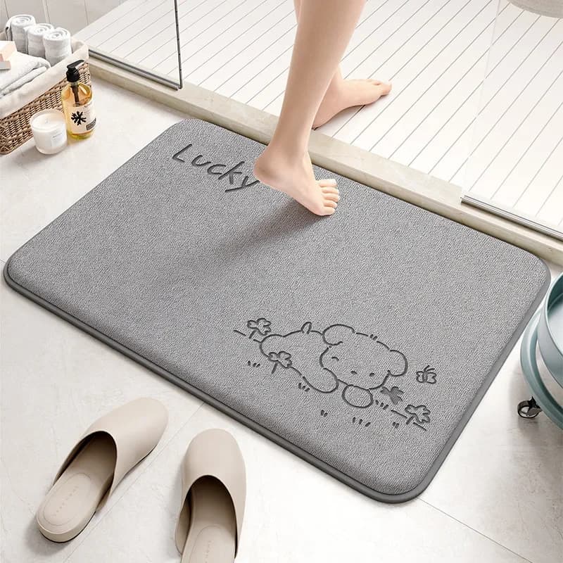 Thick Flannel Bathroom Floor Mat Water Absorbent Non Slip Door Mat Wear Resistant Household Rug for Toilet Shower Entrance