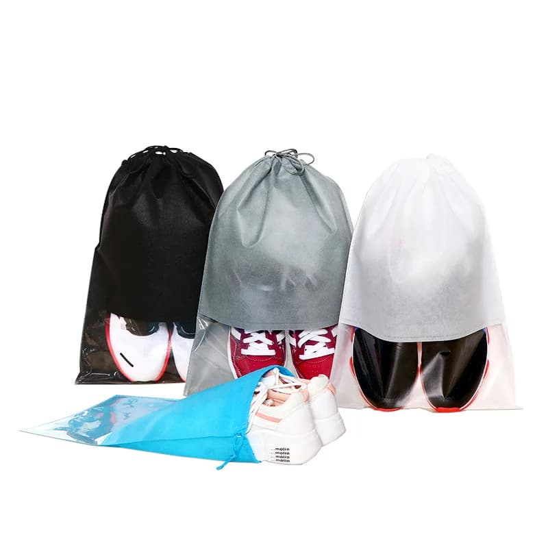 20 pz/lotto Sacchetti Antipolvere per Scarpe in Tessuto Non Tessuto Grande Capacità con Finestra Trasparente e Coulisse, Sacche Porta Abiti e Scarpe Personalizzabili con Stampa Logo