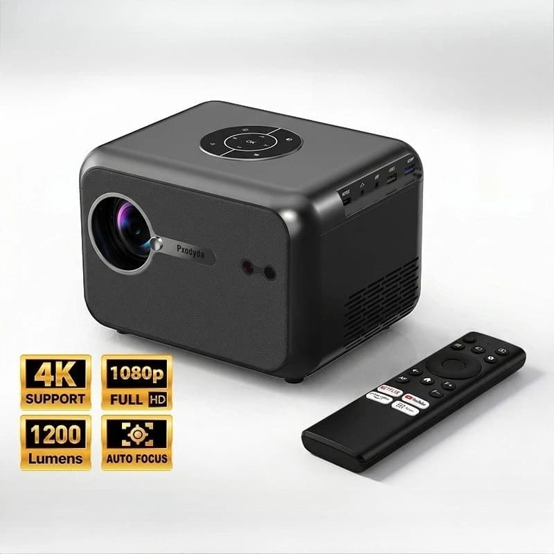 Mini Projector Full HD Smart LCD Projector 4K 1200 ANSI 1080P Home Video Projectors Linux OS MEMC Pro WIFI6 BT5.2 Game Mode